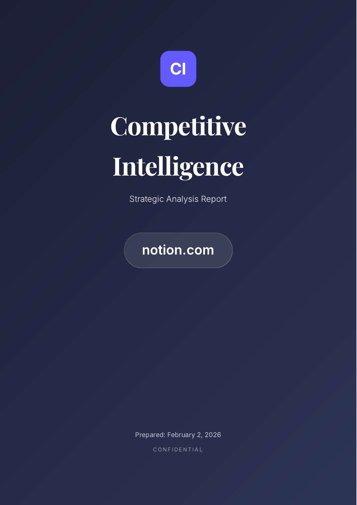 Sample CompIntel Report - Competitive Analysis